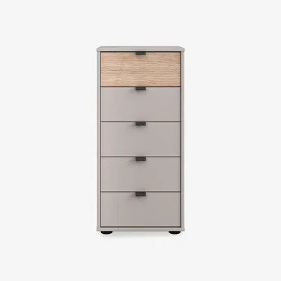 Furniture Village Wiemann - Tullio 40cm 5 Drawer Chest - Pebble Grey
