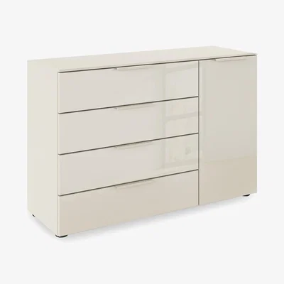 Furniture Village Rauch - Haven 4 Drawer 1 Door Décor Chest with Glass Front