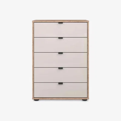 Furniture Village Wiemann - Hong Kong 60cm 5 Drawer Chest with Glass Drawers - Champagne