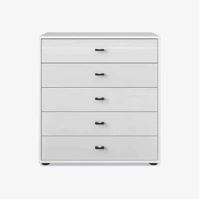 Furniture Village Wiemann - Dallas 80cm 5 Drawer Glass Chest
