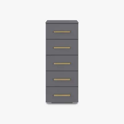 Furniture Village Rauch - Flavia 5 Drawer Decor Tall Chest - Metallic Grey