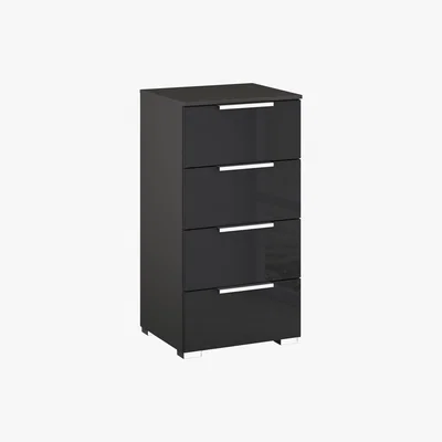 Furniture Village Rauch - Formes Glass 4 Drawer Narrow Chest - Black