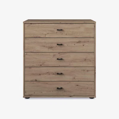 Furniture Village Wiemann - Dallas 80cm 5 Drawer Chest - Bianco Oak