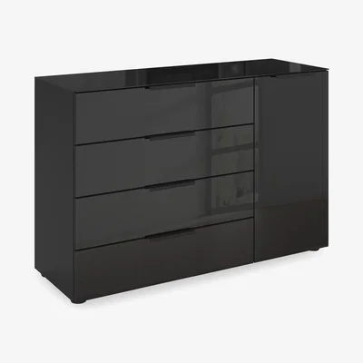 Furniture Village Rauch - Haven 4 Drawer 1 Door Glass Chest with Glass Top and Front
