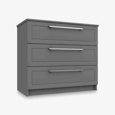 Furniture Village London Bedrooms - Bexley 3 Drawer Chest - Dust Grey Gloss