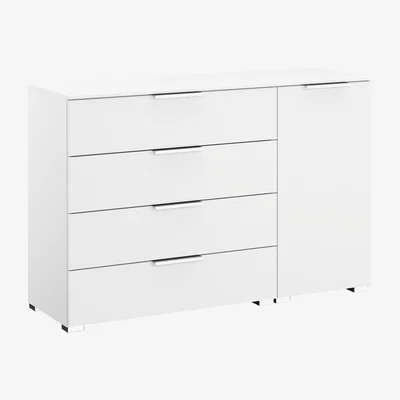 Furniture Village Rauch - Formes Decor 4 Drawer 1 Door Chest - White