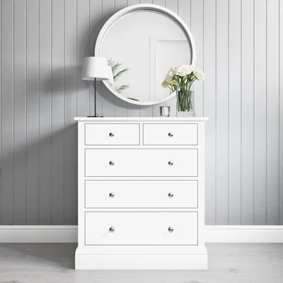 Furniture123 Harper White Chest of Drawers - Solid Wood 2+3 Drawers