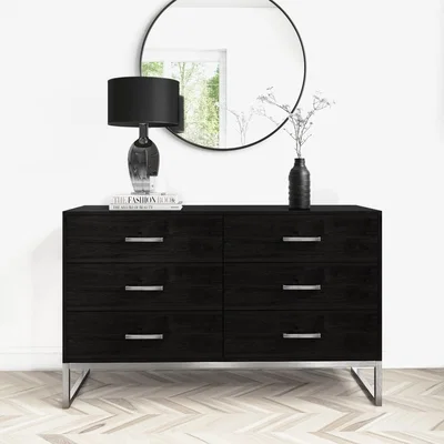 Furniture123 Black Wide Chest of Drawers with Legs - Anaya