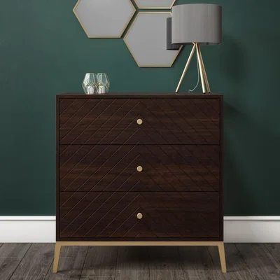 Furniture123 Jude Chevron Chest of Drawers in Dark Wood