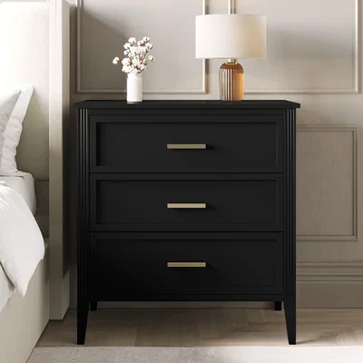 Furniture123 Black Chest of 3 Drawers - Delilah