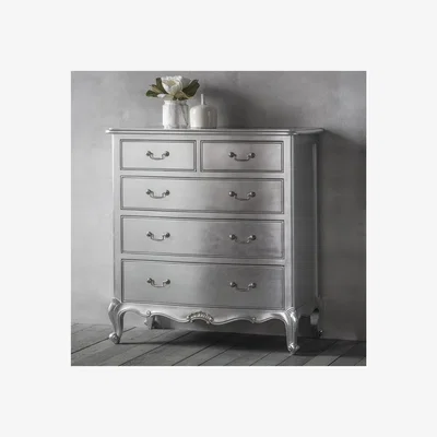 Furniture123 Gallery Chic Silver 5 Drawer Chest