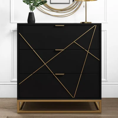 Furniture123 Black 3 Drawer Chest of Drawers - Zhara
