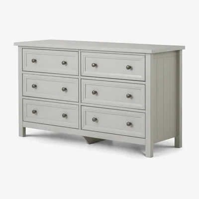 Furniture123 Julian Bowen Maine 6 Drawer Wide Chest of Drawers in Dove Grey