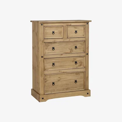 Furniture123 Seconique Corona 3+2 Drawer Chest - Distressed Waxed Pine