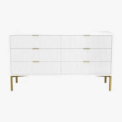 Furniture123 Valencia White Gloss Wide 6 Drawer Chest of Drawers