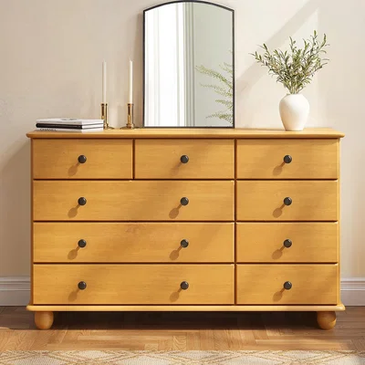 Furniture123 Wide Pine Chest of 9 Drawer - Hampton