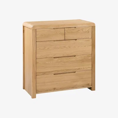 Furniture123 Julian Bowen Curve Oak 3+2 Drawer Chest of Drawers