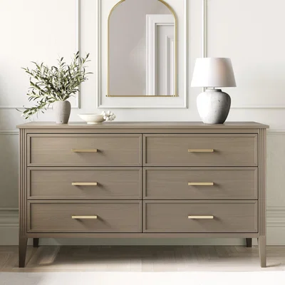 Furniture123 Wide Dark Wood Chest Of 6 Drawers - Delilah