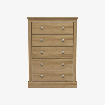 Furniture123 LPD Oak 5 Drawer Chest of Drawers - Devon