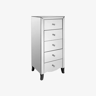 Furniture123 LPD Valentina Mirrored 5 Drawer Chest of Drawers