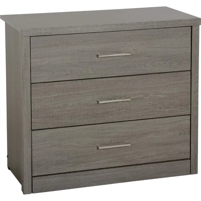 Furniture123 Seconique Lisbon 3 Drawer Chest of Drawer in Black Wood Grain