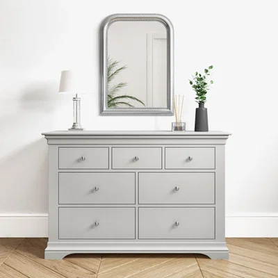 Furniture123 Pale Grey 4 + 3 Drawer Wide Chest of Drawers - Olivia