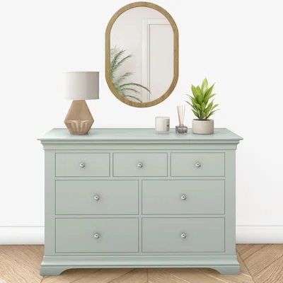 Furniture123 4 + 3 Drawer Wide Chest of Drawers in Sage - Olivia