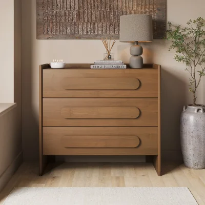 Furniture123 Wide Dark Wood Chest of 3 Drawers - Margot