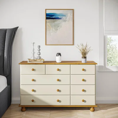 Furniture123 Hamilton 2+3+4 Wide Chest of Drawers in Cream and Pine