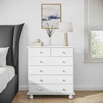 Furniture123 Tall 2+4 White Chest of Drawers - Hamilton
