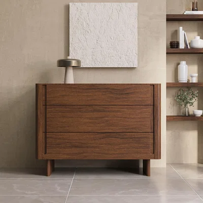 Furniture123 Dark Wood Mid Century Chest of 3 Drawers - Emile Sustainable Furniture