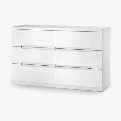 Furniture123 Julian Bowen Manhattan White High Gloss Wide Chest of Drawers