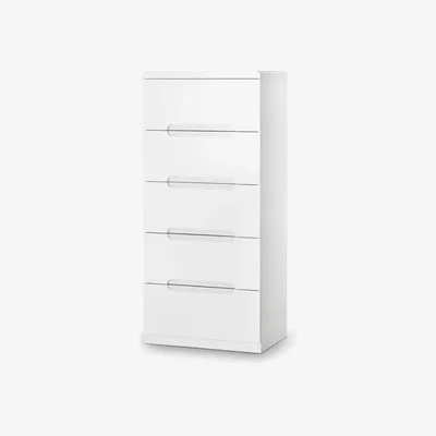 Furniture123 Julian Bowen Manhattan White High Gloss Tall Chest of Drawers