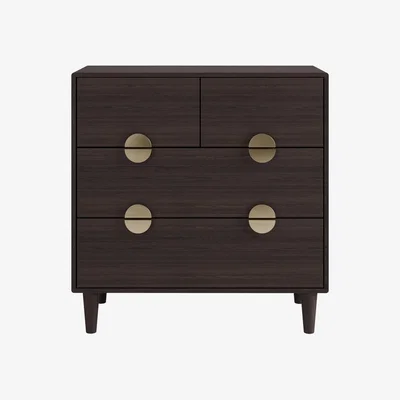 Furniture123 Dark Wood Chest of 4 Drawers with Gold Handles - Celeste