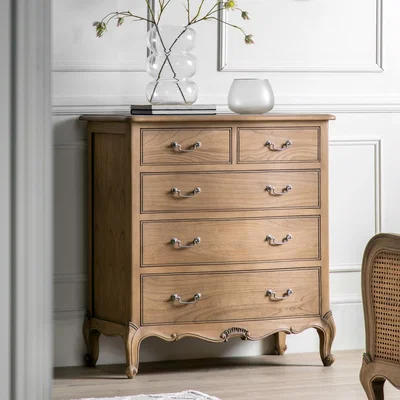 Furniture123 Chic 5 Drawer Chest in Weathered Wood - Caspian House