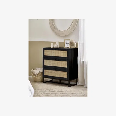 Furniture123 Black Rattan Chest of 3 Drawers - Padstow - Julian Bowen