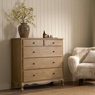 Feather & Black Sienna Beau 5 Drawer Chest, Weathered Oak