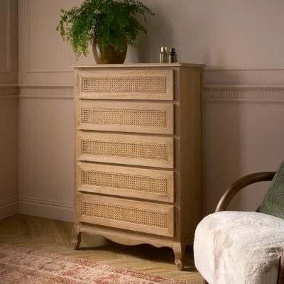Feather & Black Sienna Beau Rattan Tall Boy, Weathered Oak / Rattan