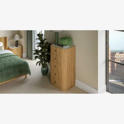 Feather & Black Jacob Tallboy - Natural Wood / White Marble