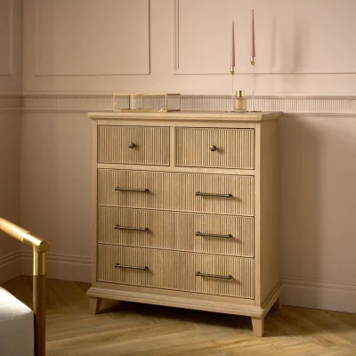 Feather & Black Lydia 5 Drawer Chest, Washed Oak