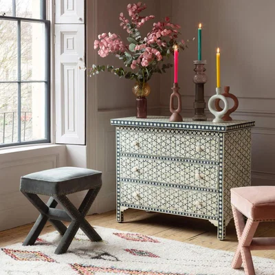 Graham & Green Jupiter Star Bone Inlay Chest of Drawers