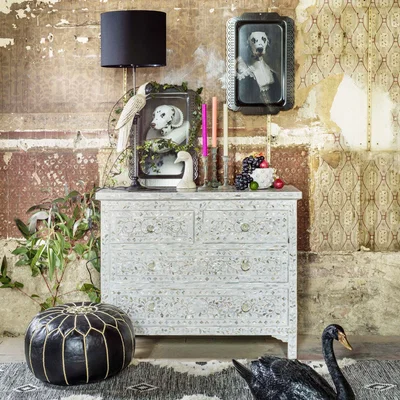Graham & Green Classic White Mother of Pearl Chest of Drawers