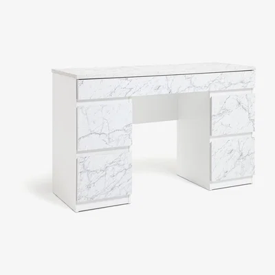 Habitat Habitat Jenson 6 Drawers Marble Dressing Table - White