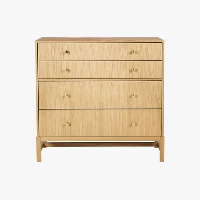Habitat Drio Oak Wide 4 Drawer Chest With Brass Knobs, Natural