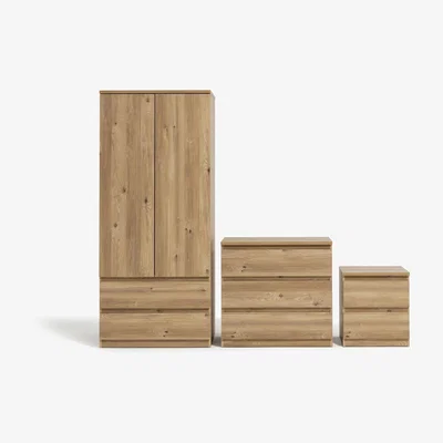 Habitat Habitat Jenson 3 Piece 2 Door Wardrobe Set - Oak Effect