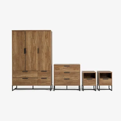 Habitat Habitat Nomad 4 Piece 3 Door Wardrobe Set - Oak Effect