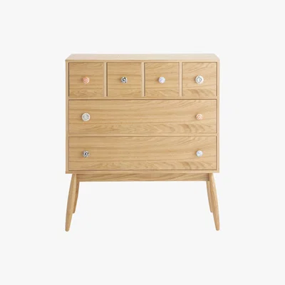 Habitat Fleur Oak 6 Drawer Chest With Patterned Ceramic Handles, Oak