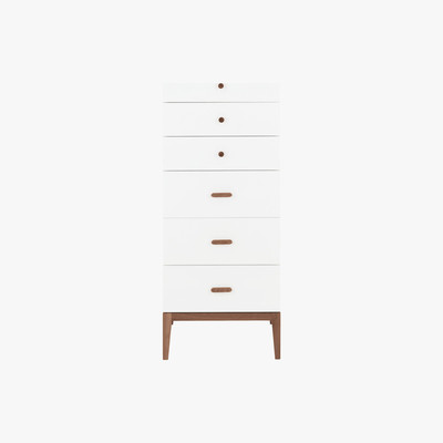 Habitat Tatsuma Walnut White 6 Drawer Tall Chest, White And Walnut