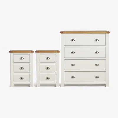 Habitat Habitat Kent 2 Bedsides & 4 Drawer Set - Cream & Oak