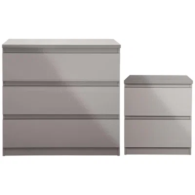 Habitat Habitat Jenson Gloss Bedside & 3 Drawer Chest Set - Grey